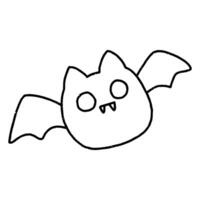 Simple hand drawn halloween bat black outline vector design isolated on white background