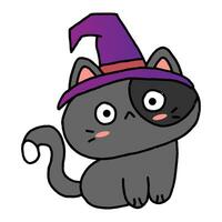 Simple hand drawn halloween cat vector design isolated on white background