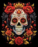 A colorful Day of the Dead skull illustration Design photo