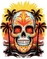 A colorful Day of the Dead skull illustration Design photo