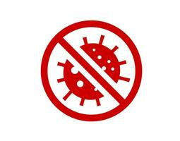 Red stop virus spread sign flat icon symbol vector format