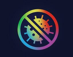 Rainbow stop virus spread warning sign flat icon symbol vector format