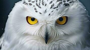 a white owl with yellow eyes AI Generated photo