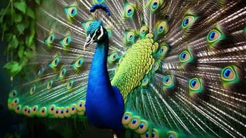 a close-up of a peacock AI Generated photo