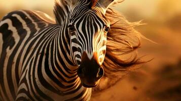 a zebra with a mane AI Generated photo