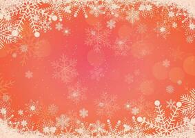 Vector winter red gradient Christmas background snowflake and snow border