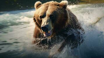 a bear swimming in water AI Generated photo