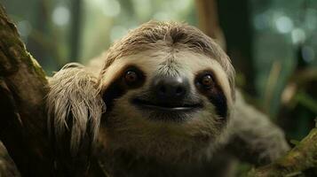 a sloth looking at the camera AI Generated photo