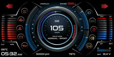 Dashboard instrument control panel or fascia realistic vector. vector