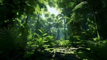 a tropical jungle with trees AI Generated photo