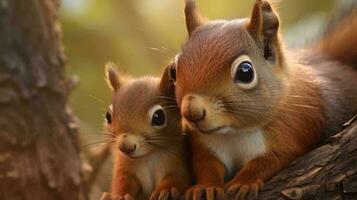 a group of squirrels on a tree AI Generated photo