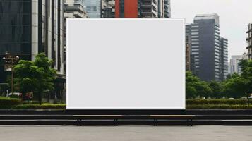 a large white billboard in front of a city AI Generated photo