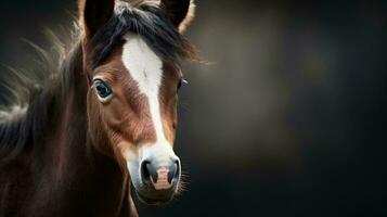 a brown horse with a black background AI Generated photo