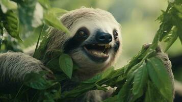 a sloth in a tree AI Generated photo