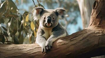 un coala oso en un árbol ai generado foto