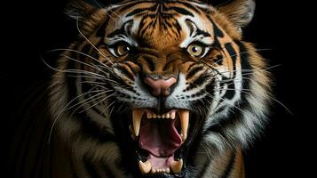 a tiger with its mouth open AI Generated photo