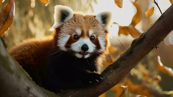 a red panda in a tree AI Generated photo