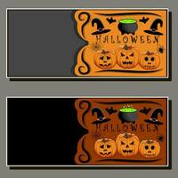 Illustration on theme sticker for celebration holiday Halloween with orange pumpkins vector