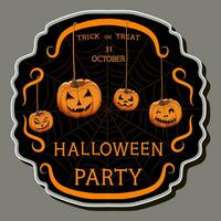 Illustration on theme sticker for celebration holiday Halloween with orange pumpkins vector