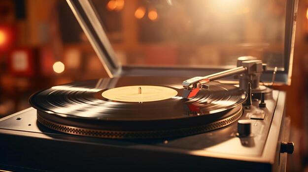 a record player with a record on it AI Generated photo