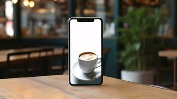 a glass of coffee on a table AI Generated photo