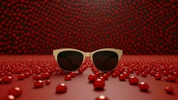 sunglasses on a red surface AI Generated photo