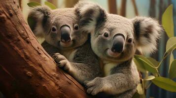 koalas in a tree AI Generated photo