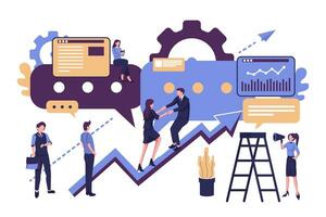 help in overcoming obstacles, work together, support team, teamwork, flat vector illustration