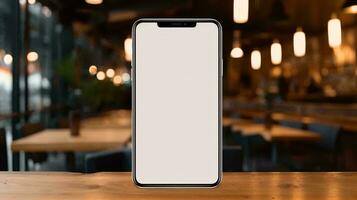 a white smartphone on a table AI Generated photo