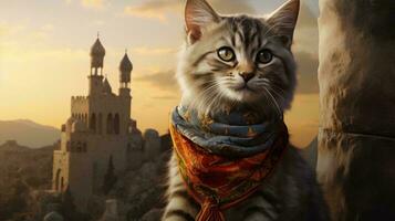 a cat wearing a scarf AI Generated photo