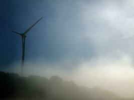 Wind power plant rotor close view. Windpower generator. Green energy, eco friendly industry concept photo