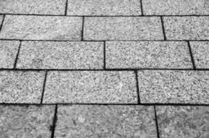 Road stone pavement texture, grey bricks black and white pattern photo