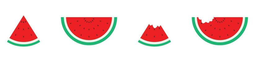 slice of watermelon icon bite watermelons, red cute vector