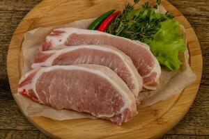 Raw pork steak photo