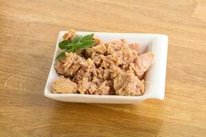 Canned tuna fish with oil photo