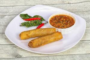 Deep fried spring roll with prawn photo