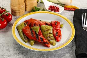 Grilled Bell Pepper - green and red photo