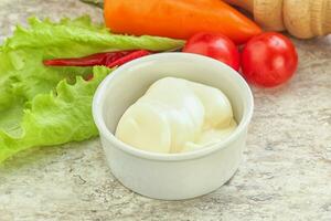 Organic mayonnaise sauce in the bowl photo