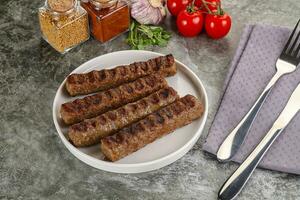 Grilled beef kebab minced meat photo