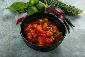 Chinese cuisine - Prawn sweet and sour sauce photo