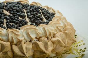 Blueberry cake isolated on white photo