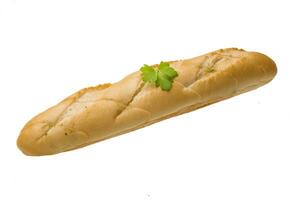 Fresh baguette isolated on white photo