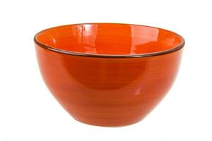 Red bowl isolated on white photo
