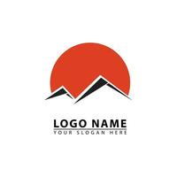 Simple combination of mountain and sun logo icon vector