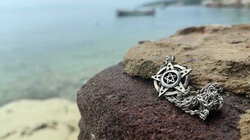 Pentagram Symbol on Rock Near the Sea video