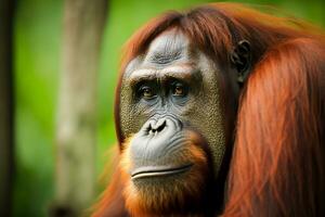 AI Generative of Orangutan is under the endangered species photo