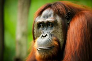 AI Generative of Orangutan is under the endangered species photo