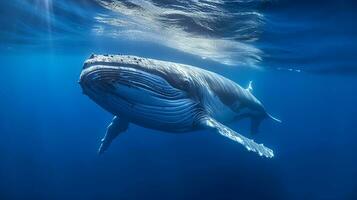 AI Generative of Blue whale is under the endangered species photo