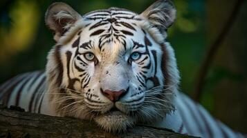 ai generativo de Bengala blanco Tigre es debajo el en peligro de extinción especies foto