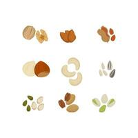 Dried nuts and seeds illustration logo vector